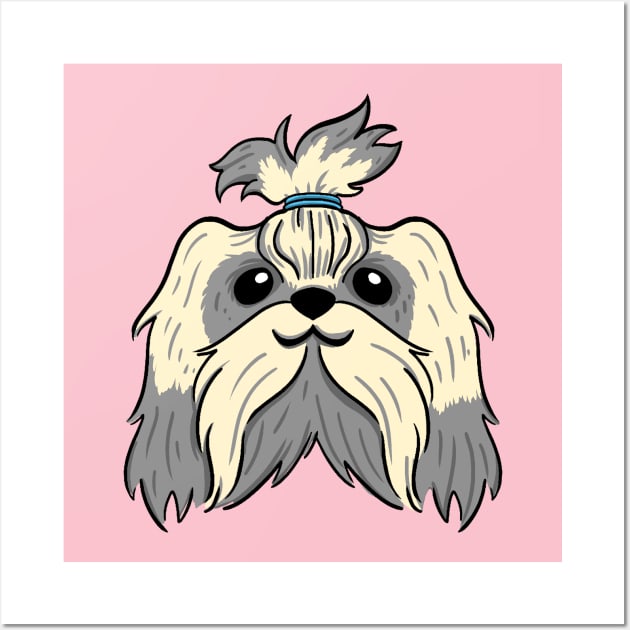 Gray mid haired Shih Tzu Wall Art by Pingolito